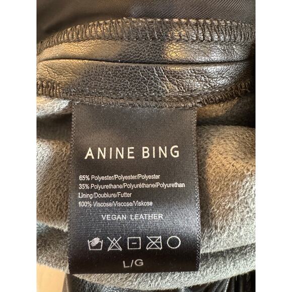 Anine Bing Koa Black Vegan Leather High Rise Wide Leg Pants Large - Picture 9 of 11